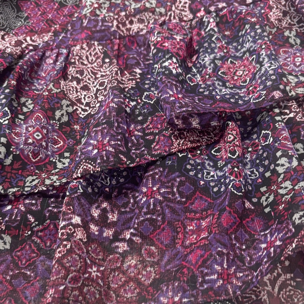 MICHAEL Michael Kors patchwork Georgette smock-waist Floral Long Sleeve Dress - Picture 6 of 14